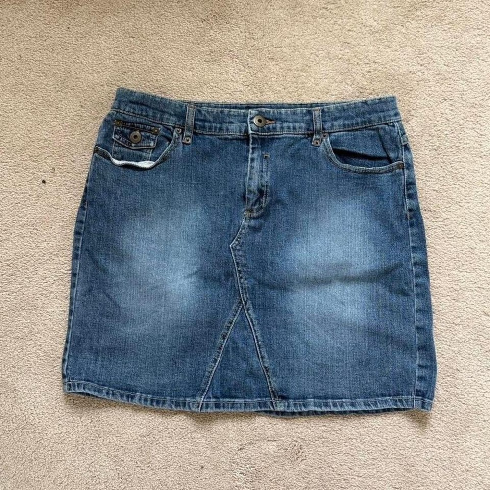 y2k 2000s denim mini skirt low rise faded wash